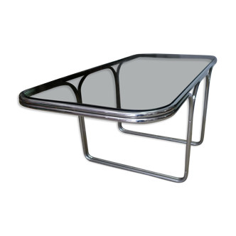 Smoked glass table, metal structure