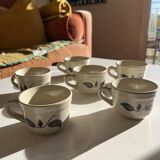 Set of 6 stoneware coffee cups from the 1970s.