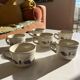 Set of 6 stoneware coffee cups from the 1970s.