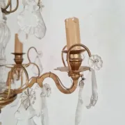 Antique Glass & Gilded Metal Chandelier 1900