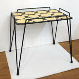 Mosaic and wrought iron side table, compass feet