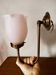 Brass wall lamp with pale pink bell