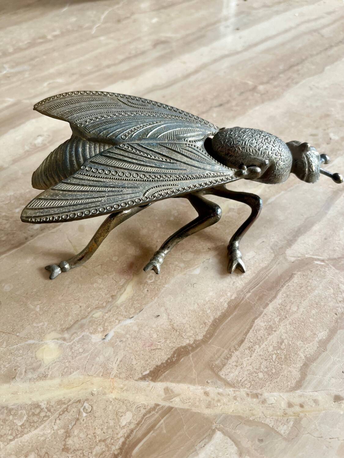 Vintage brass fly ashtray