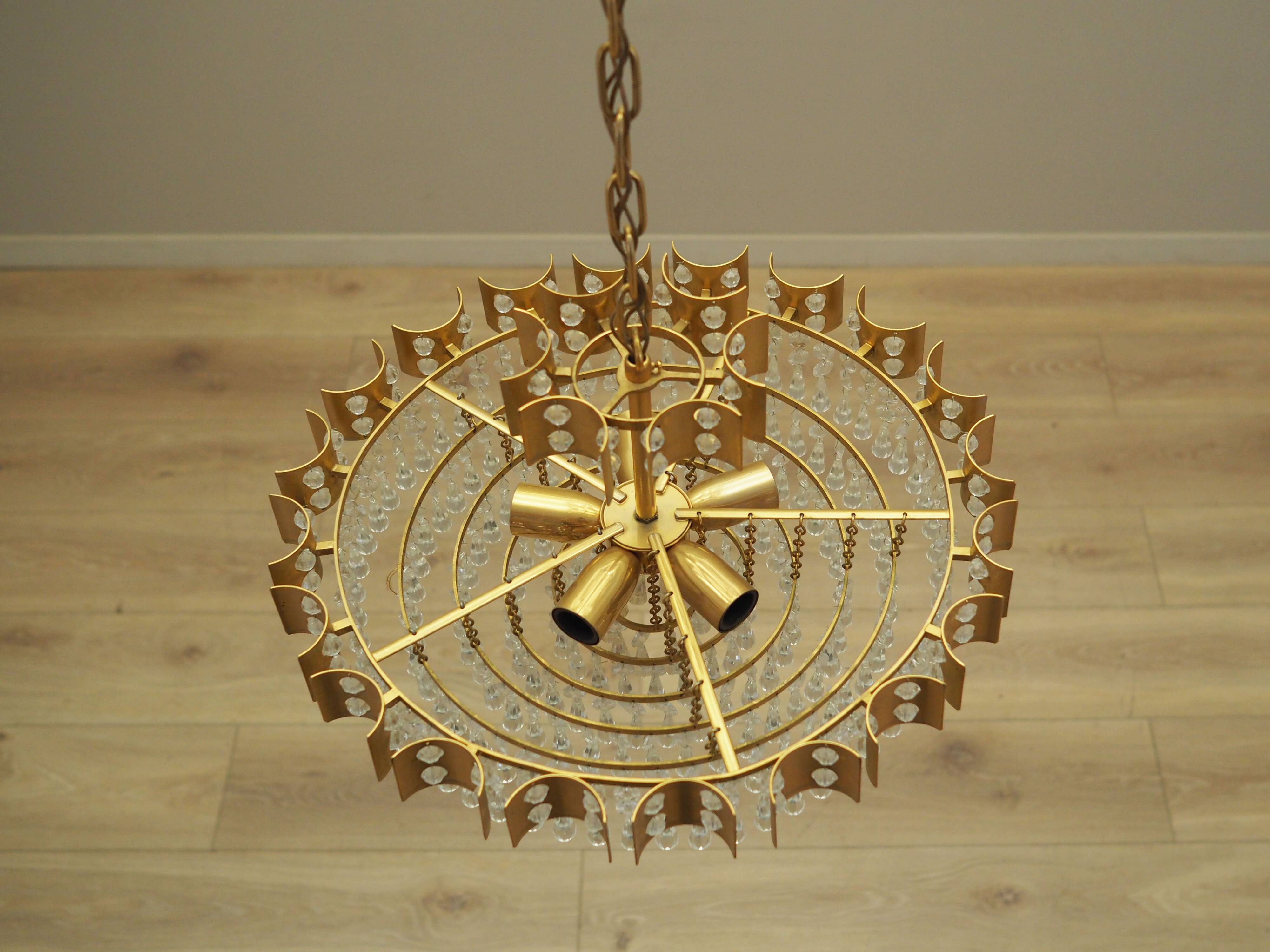 Brass chandelier, Danish design, 1970s, produced in Denmark