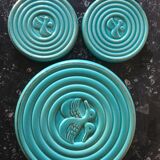 Set under flat and bottle bottom in turquoise ceramic
