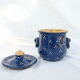 Vintage blue pot with lid