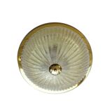 Large vintage ceiling lamp, glass and brass 60s