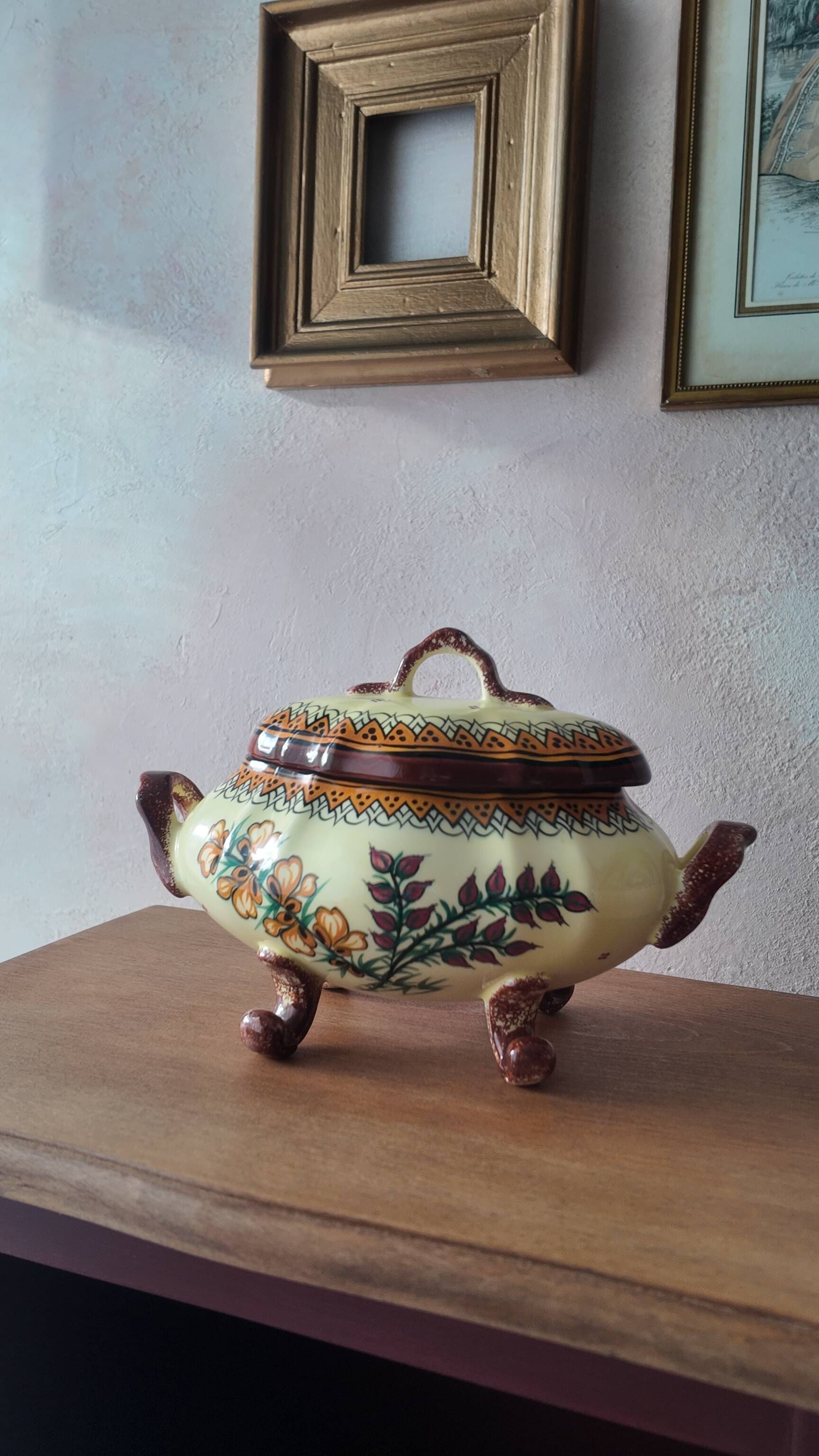 Antique Henriot Quimper Soup Tureen in Faience