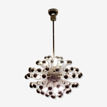 Vintage Italian Chromed Steel Sputnik Ceiling Lamp from Valenti Luce| 1970