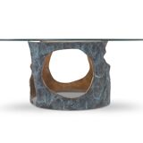 Table basse Willy Ceysens en bronze massif et verre 1970