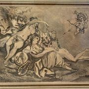 Antique print, Venus and Cupid after Francois Boucher early XX century