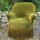 Vintage green velvet toad armchair