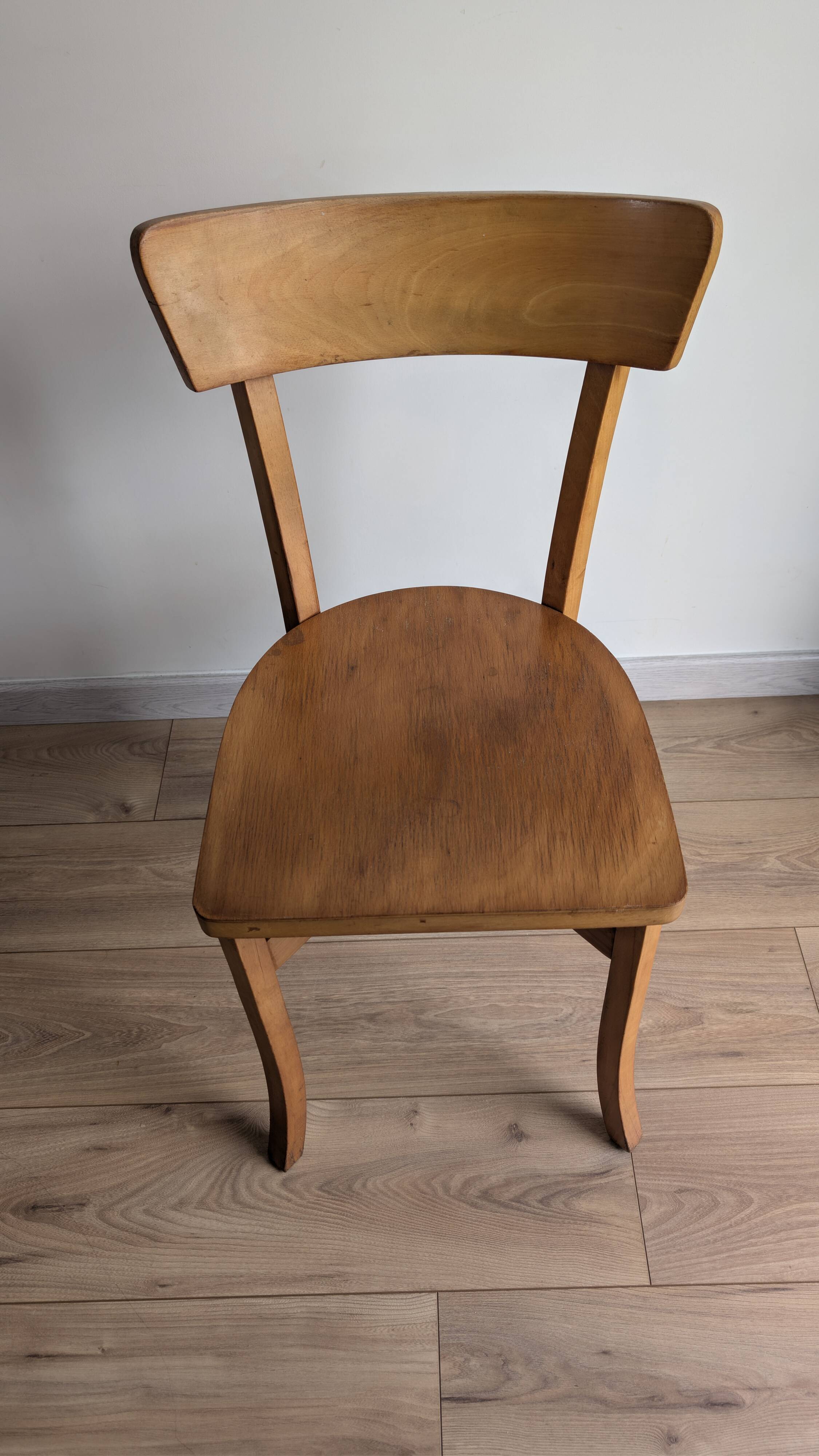 Vintage bistro chair in patinated blonde beech