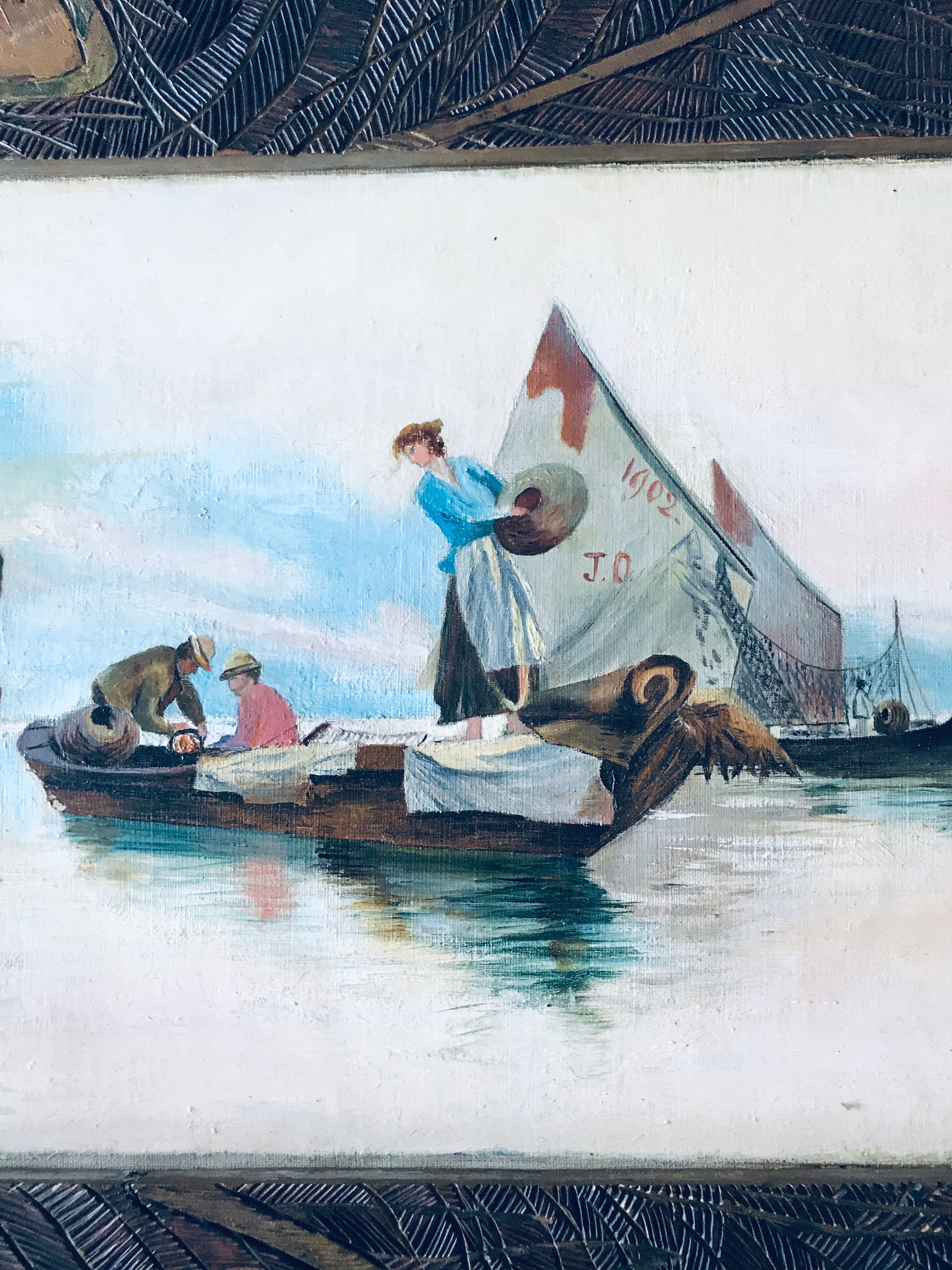 Table old fisherman's boats