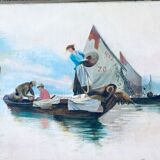 Table old fisherman's boats