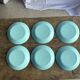 Set of 6 vintage turquoise blue dessert plates D18