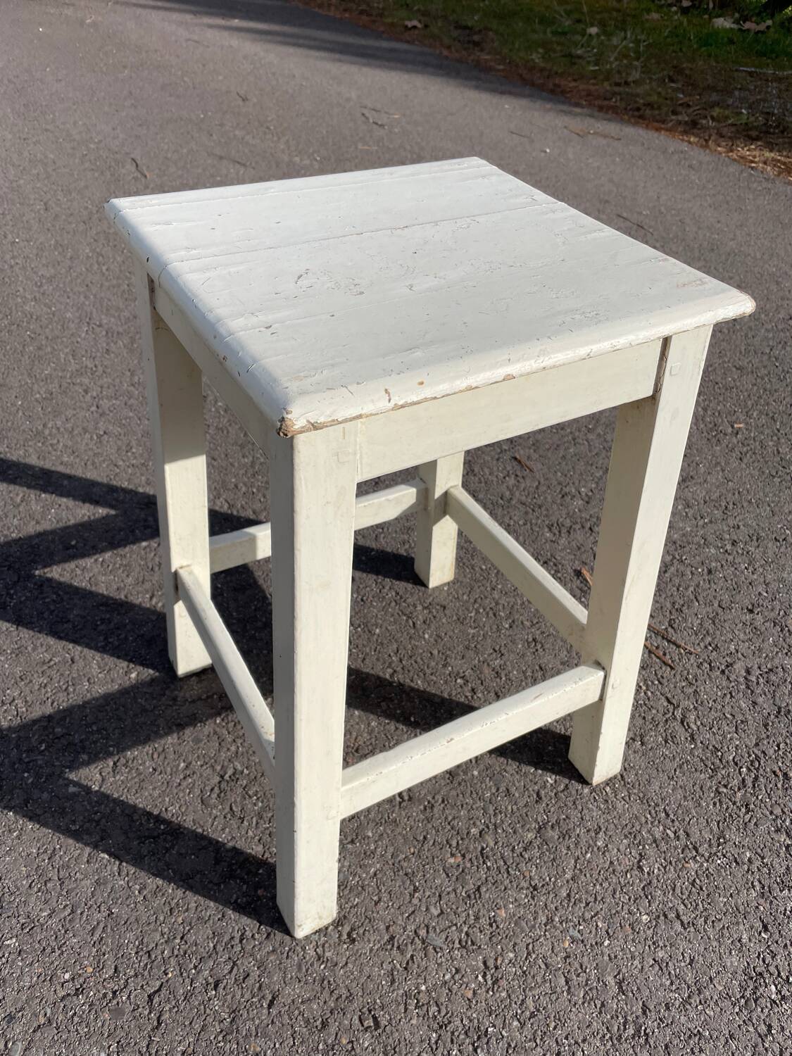 White square wooden stool