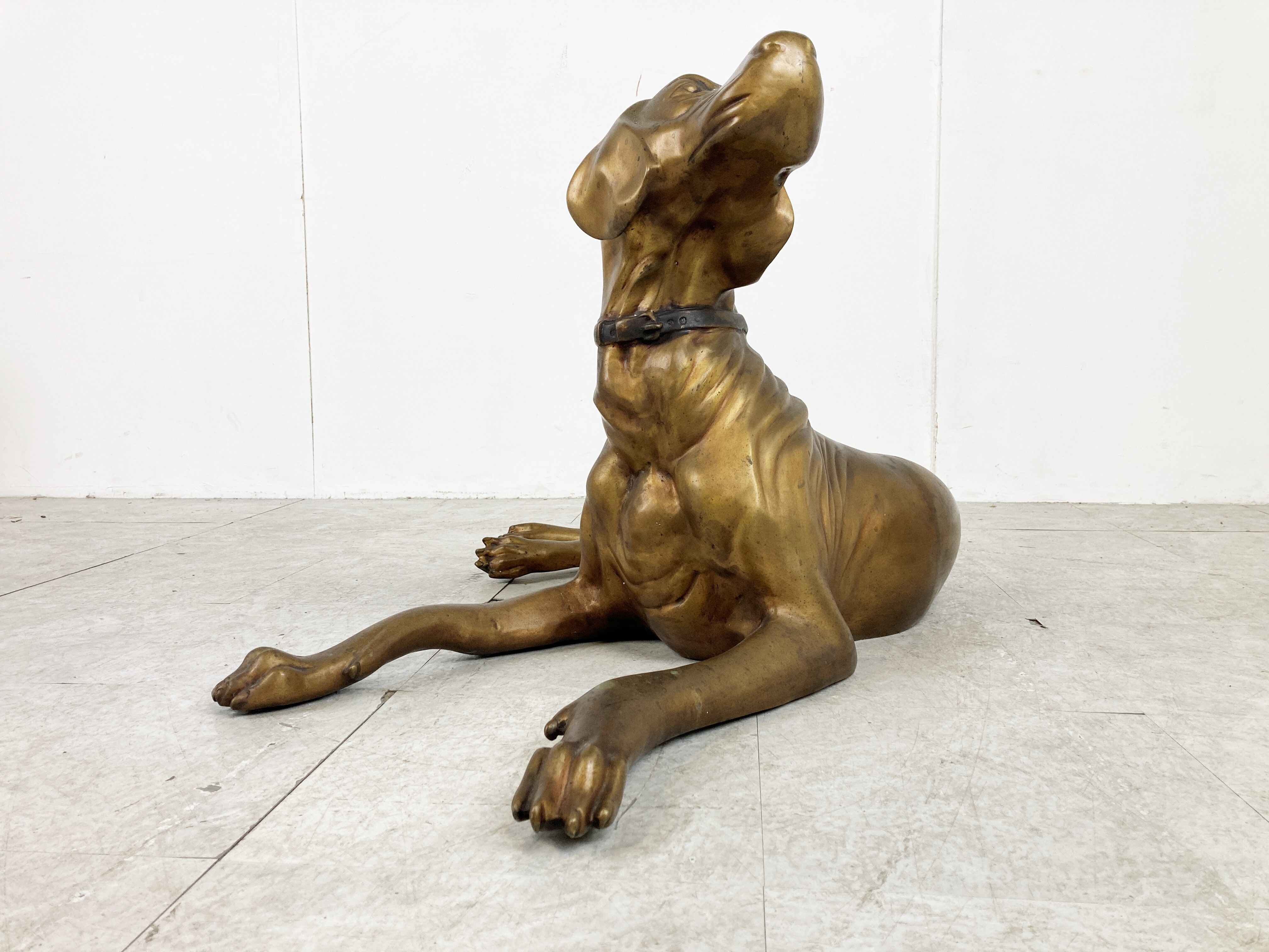 Life size brass dog sculpture, 1960s