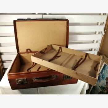 Old wooden and leather suitcase of the House J.Penet - Vintage