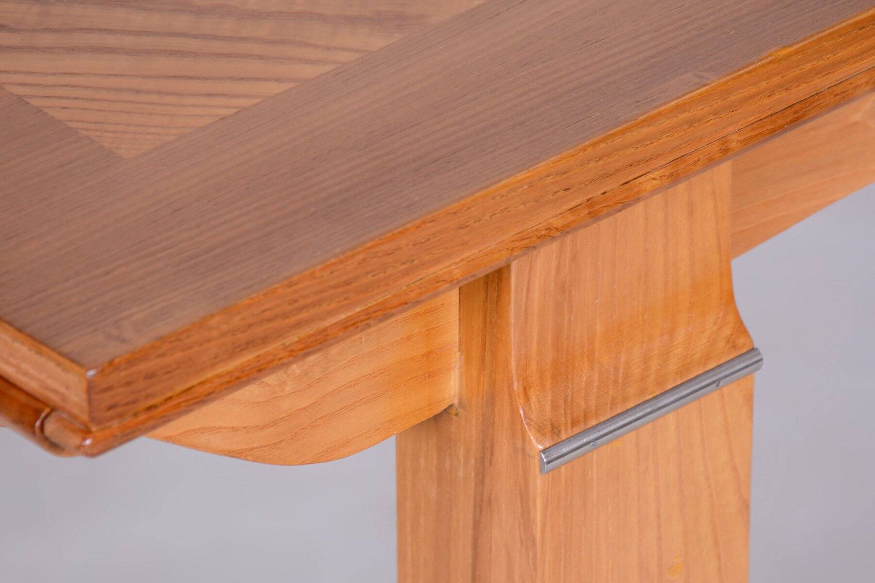 Art Deco Oak & Spruce Folding Table attributed to J. Leleu, France, 1920s