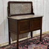 English toilet furniture in mahogany and marble from the early 20th century.