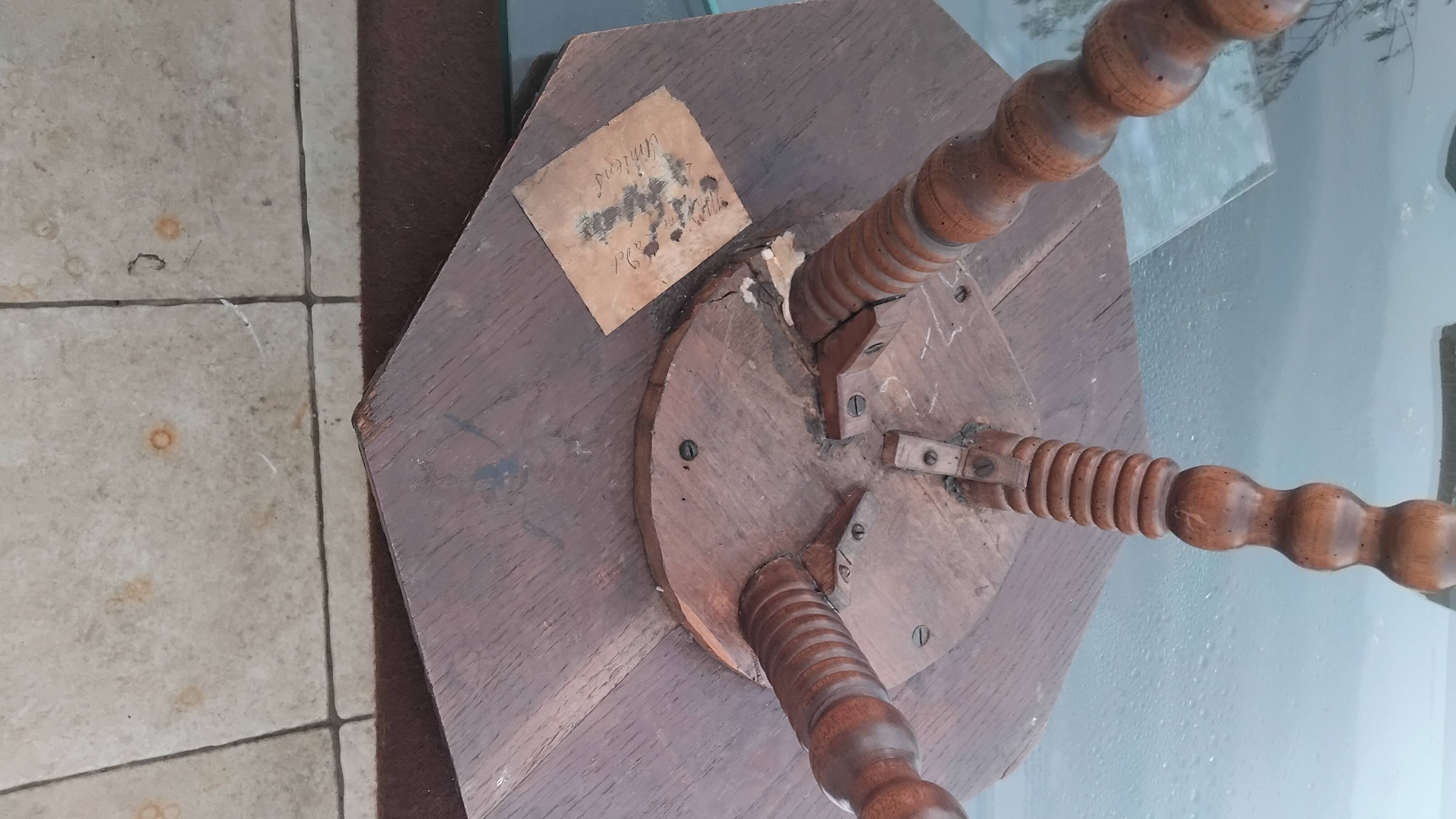 Antique wooden tripod side table with carved ball legs, 19th century