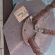 Ancienne table appoint tripode bois pieds boules XIX sculpté