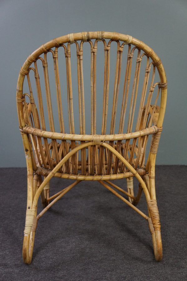 Belse 8 armchair in patinated rattan, Dutch Design, 1950