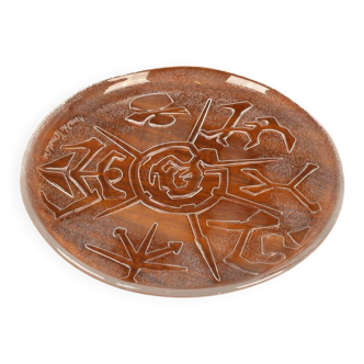 Glass sculpture plate by Arnaldo Pomodoro