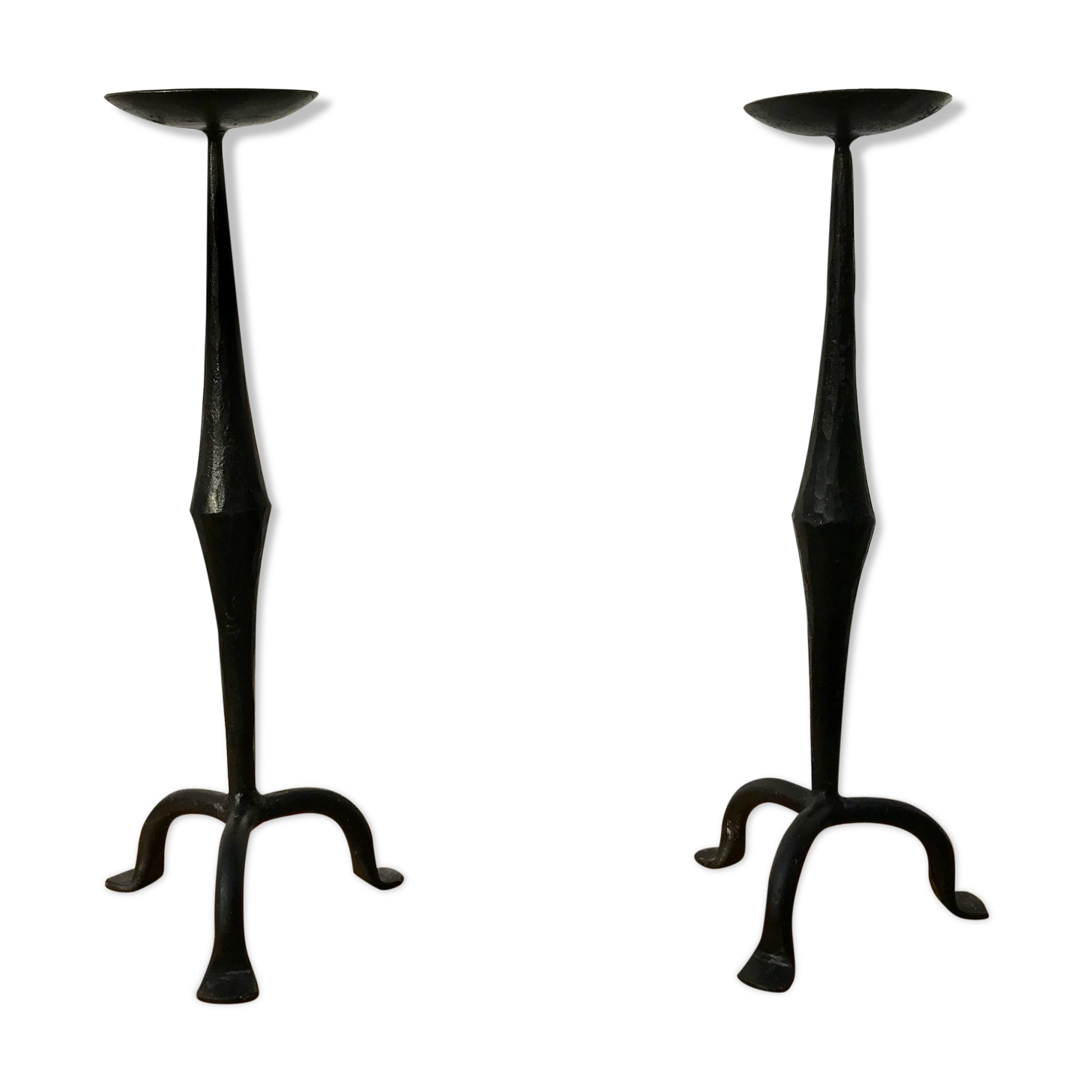 Pair of wrought iron candlesticks black gothic