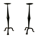 Pair of wrought iron candlesticks black gothic