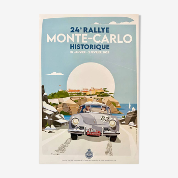 Original poster 24th Monte Carlo Historic Rally 2022 by Federall - Small Format - On linen