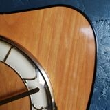 Clock formica vintage asymmetrical silent wall clock "Etling wood"