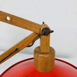 SCE 60s accordion wall light, wood and red reflector