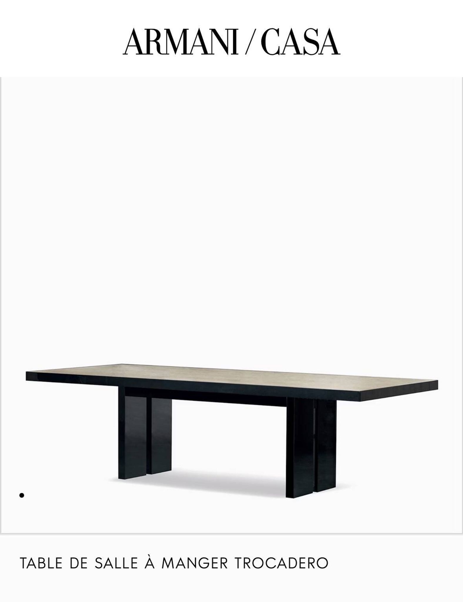 Trocadero dining table by Armani