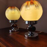 Paire de lampes mazzega 1970 verre de Murano