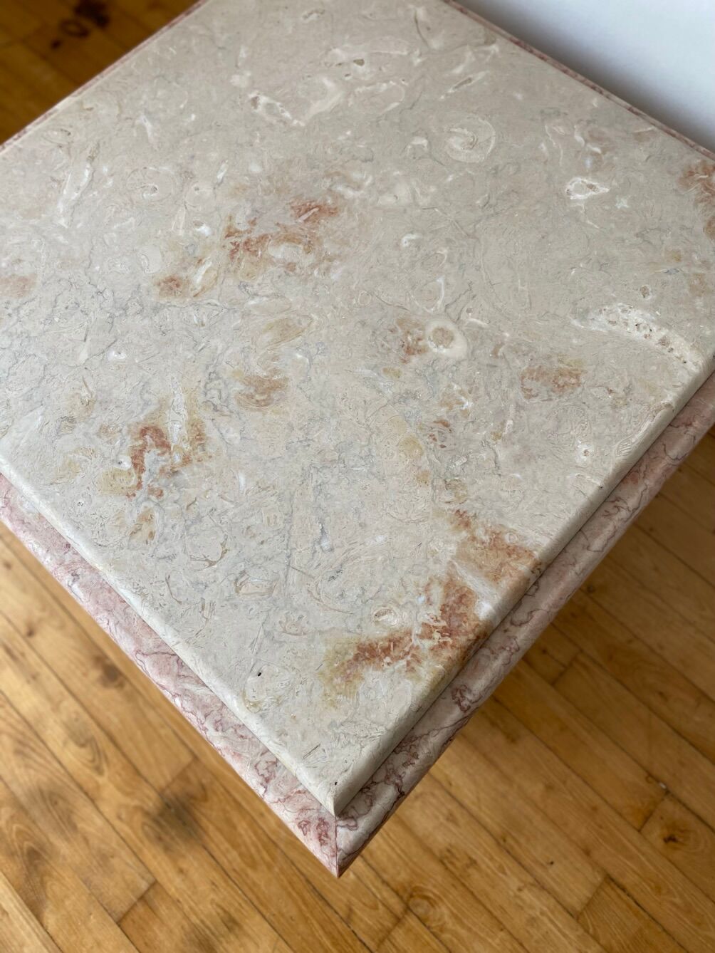 Square coffee table in vintage marble