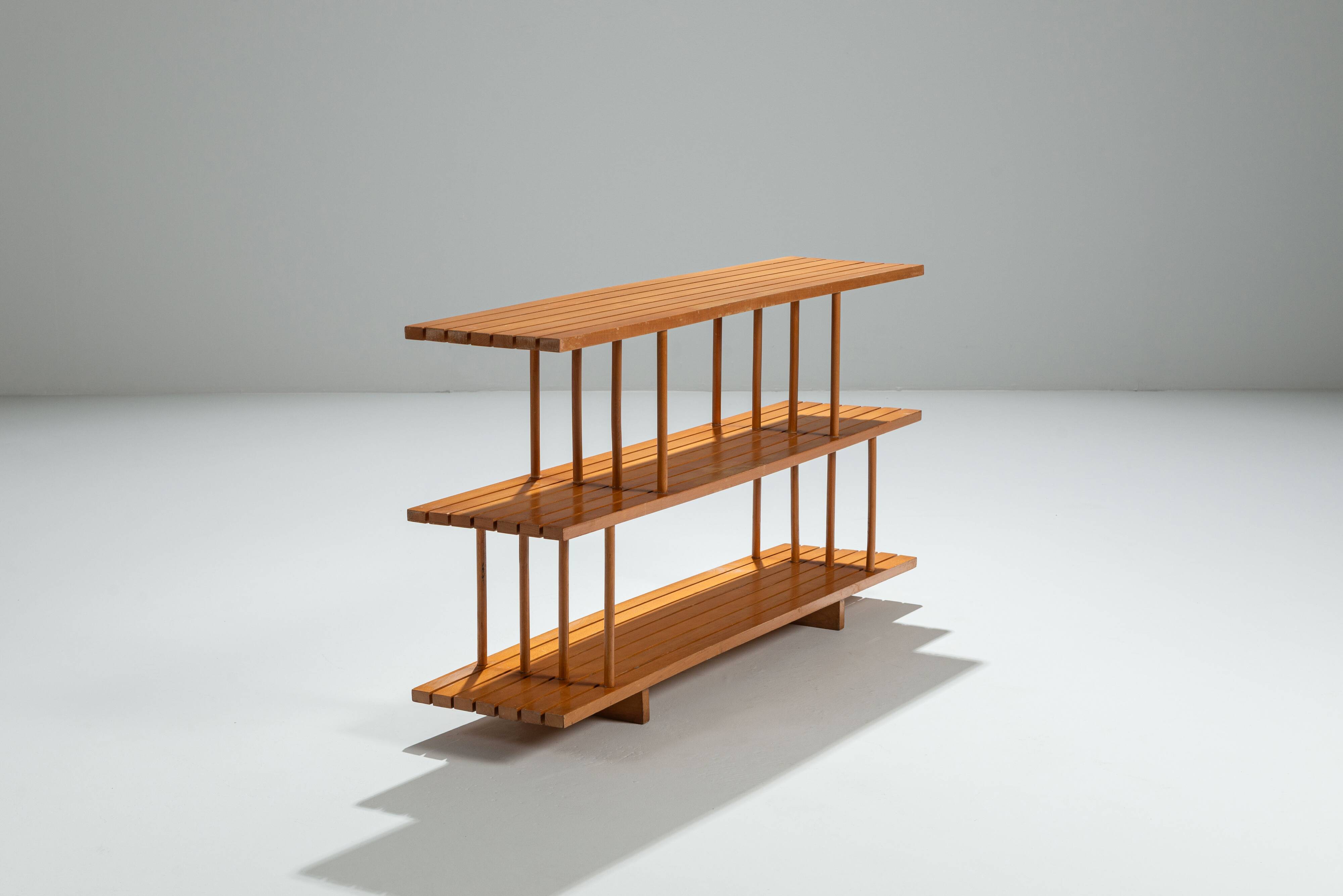 Mid-Century three tier wooden shelving unit