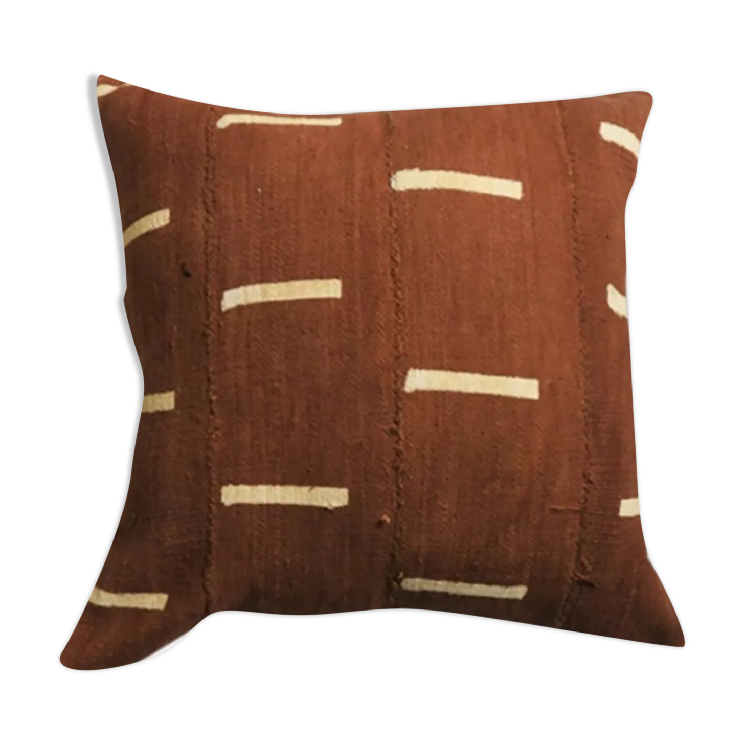 Housse de coussin bogolan ocre