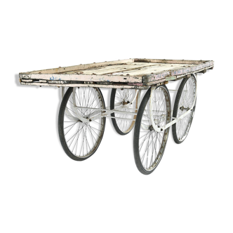 Pink patinated wooden cart