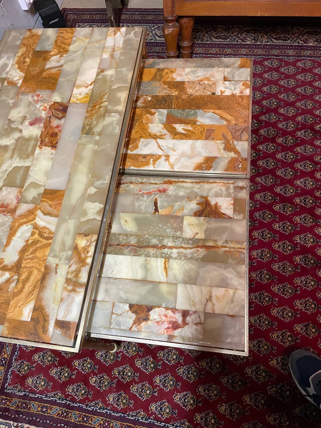 Nesting coffee table in onyx, 70s/80s design