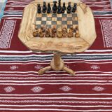 Table d'échecs avec tiroirs fait main en bois d'olivier