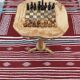 Chess table with handmade drawers made of olive wood