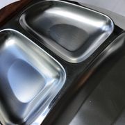 Stainless steel and teak compartmented tray