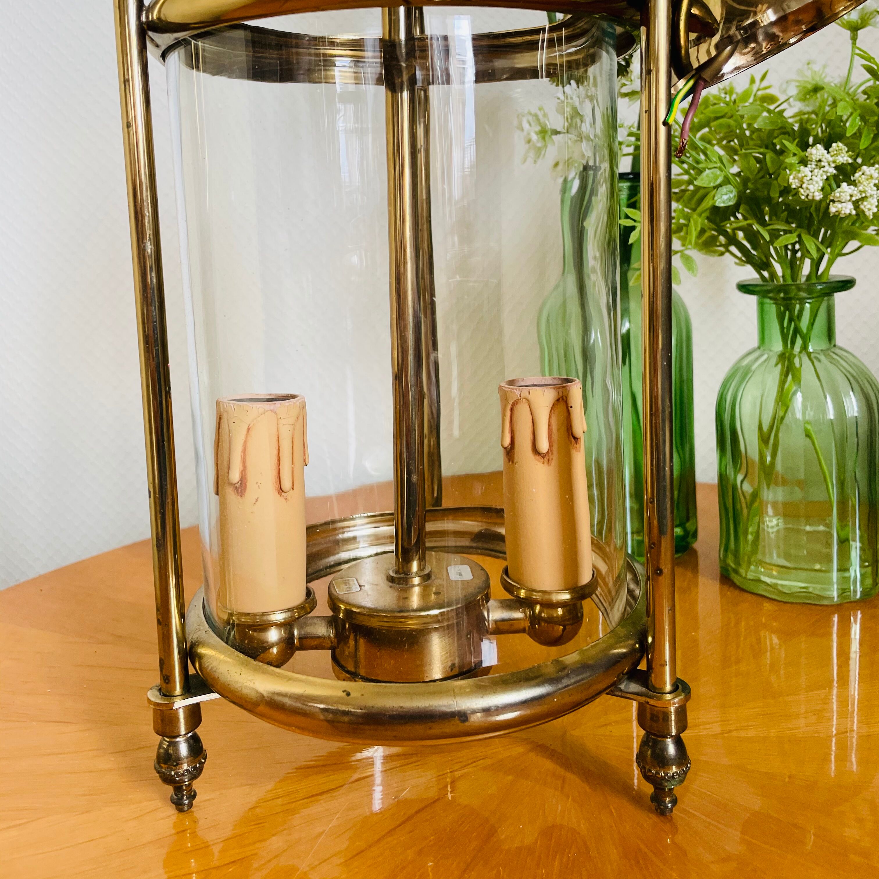 Lantern cage in golden brass Louis XVI