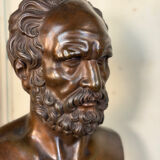 Bronze bust representing a philosopher after the Antique, 19th century, foundry Luppens.