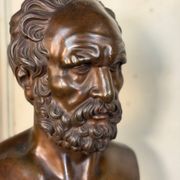 Bronze bust representing a philosopher after the Antique, 19th century, foundry Luppens.