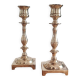 Pair of golden brass candle holders