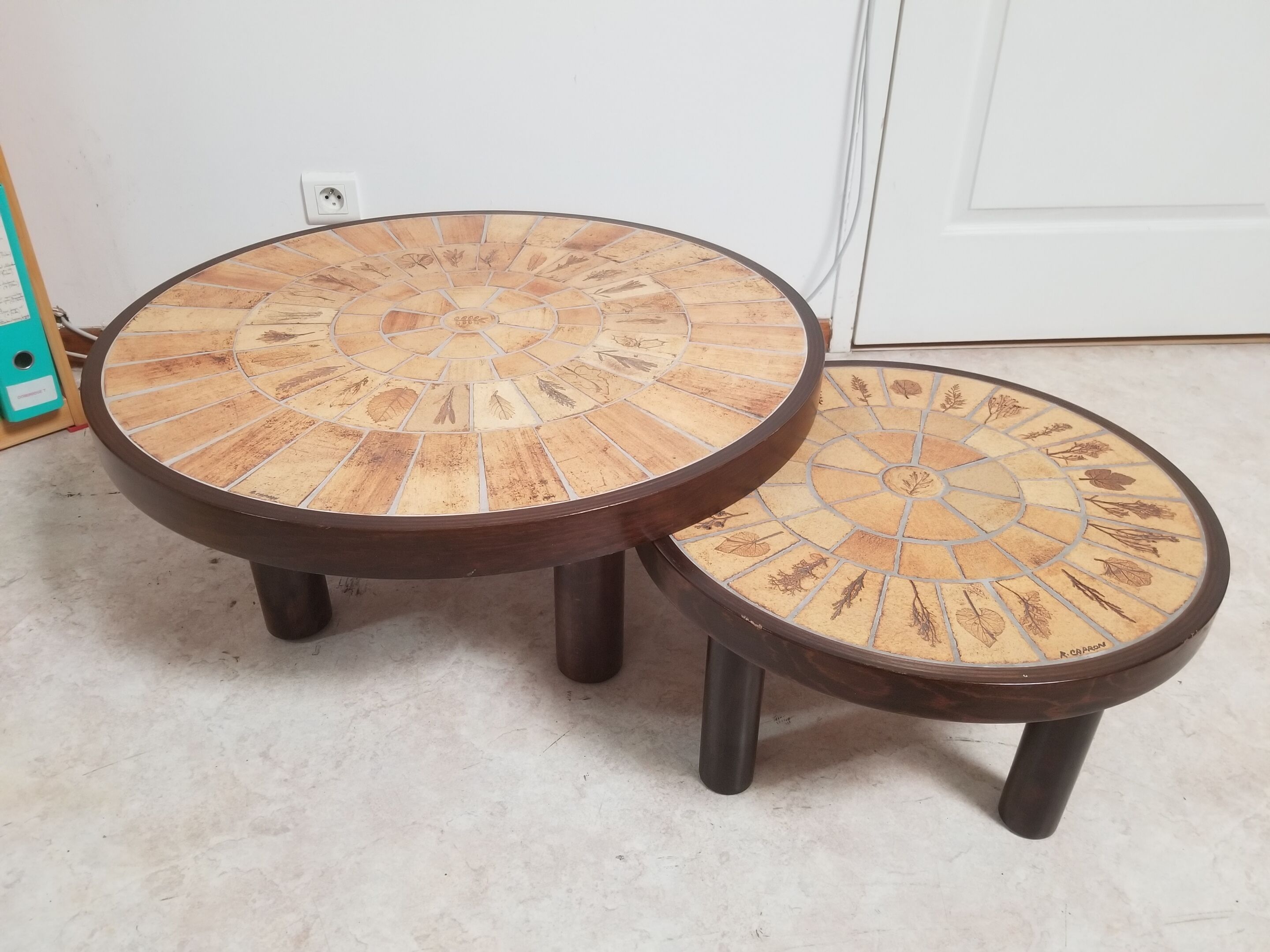 Duo coffee tables Roger Capron model Garrigue