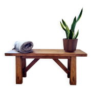 Banc vintage en bois, fabriqué artisanalement, style rustique